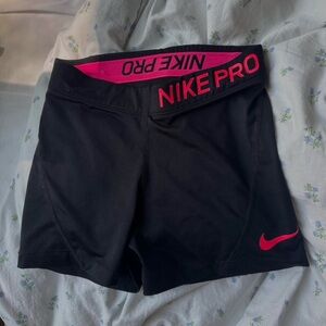 Nike Black and Pink Athletic Shorts Compression Fit